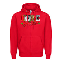 Red love soccer Zipper Hoodie - Zillion Design Studio