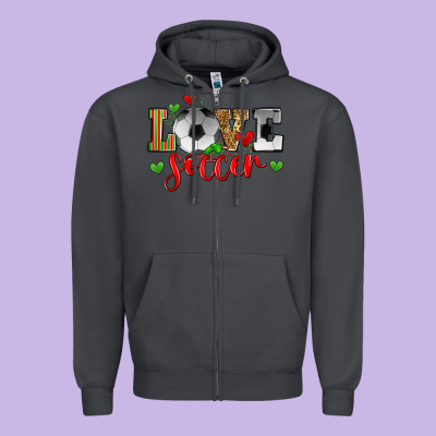 Love Soccer Zipper Hoodie Designed By Zillion Design Studio