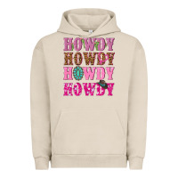 Pigment French Oak pink howdy howdy howdy Urban Hoodie - NancyCooperArtShop