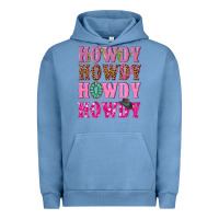 Pigment Pebble Blue pink howdy howdy howdy Urban Hoodie - NancyCooperArtShop