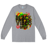 Heather Grey black vibes only Long Sleeve Tee - texasbilliewilder