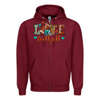 Burgundy love football Zipper Hoodie - Zillion Design Studio