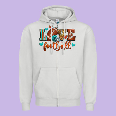 Love Football Zipper Hoodie Designed By Zillion Design Studio