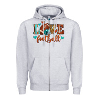 Heather Grey love football Zipper Hoodie - Zillion Design Studio