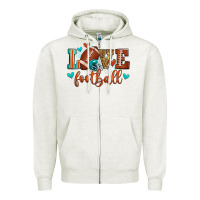 Oatmeal Heather love football Zipper Hoodie - Zillion Design Studio