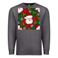 Charcoal Heather Christmas Santa Claus Seamless Pattern Premium Sweatshirt - BundleAndBundleShop