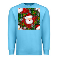 Ocean Blue Christmas Santa Claus Seamless Pattern Premium Sweatshirt - BundleAndBundleShop