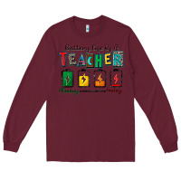 Burgundy battery life of a teacher Long Sleeve Tee - Zillion Design Studio