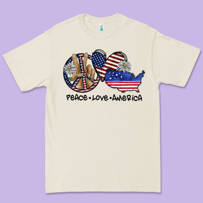 Peace Love America Premium Tee Designed By Sublimationcraftshop