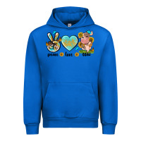 Cobalt peace love cute cow Urban Hoodie - NancyCooperArtShop