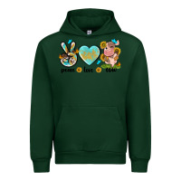 Forest Green peace love cute cow Urban Hoodie - NancyCooperArtShop