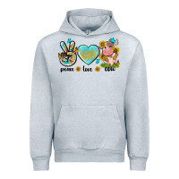 Heather Grey peace love cute cow Urban Hoodie - NancyCooperArtShop