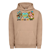 Pigment Burro peace love cute cow Urban Hoodie - NancyCooperArtShop
