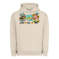 Pigment French Oak peace love cute cow Urban Hoodie - NancyCooperArtShop