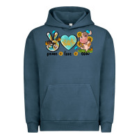 Pigment Midnight Navy peace love cute cow Urban Hoodie - NancyCooperArtShop