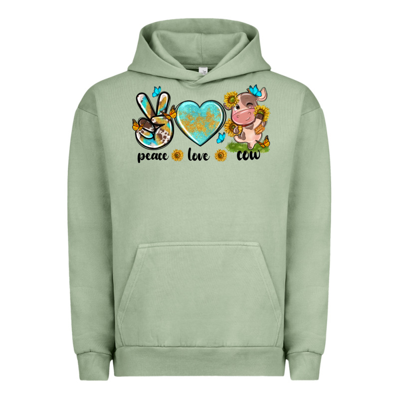 Peace Love Cute Cow Urban Hoodie by NancyCooperArtShop | Teevron