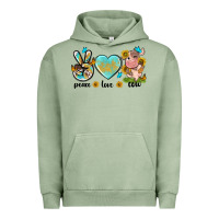Pigment Oil Green peace love cute cow Urban Hoodie - NancyCooperArtShop