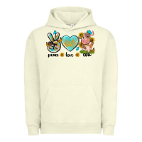 Pigment Pistachio peace love cute cow Urban Hoodie - NancyCooperArtShop