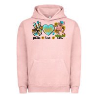 Pigment Salmon peace love cute cow Urban Hoodie - NancyCooperArtShop