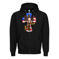 Black american flag cross cow skull sunflowers Zipper Hoodie - RanaPortraitStore