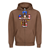 Chestnut american flag cross cow skull sunflowers Zipper Hoodie - RanaPortraitStore