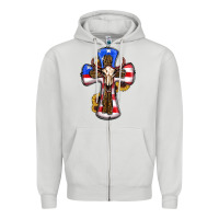 Dove Grey american flag cross cow skull sunflowers Zipper Hoodie - RanaPortraitStore