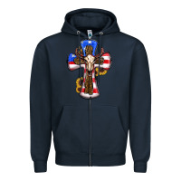 Navy american flag cross cow skull sunflowers Zipper Hoodie - RanaPortraitStore
