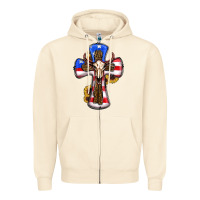 Sandshell american flag cross cow skull sunflowers Zipper Hoodie - RanaPortraitStore