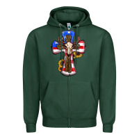 Sports Green american flag cross cow skull sunflowers Zipper Hoodie - RanaPortraitStore