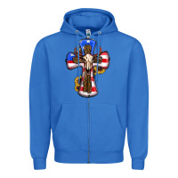 True Royal american flag cross cow skull sunflowers Zipper Hoodie - RanaPortraitStore