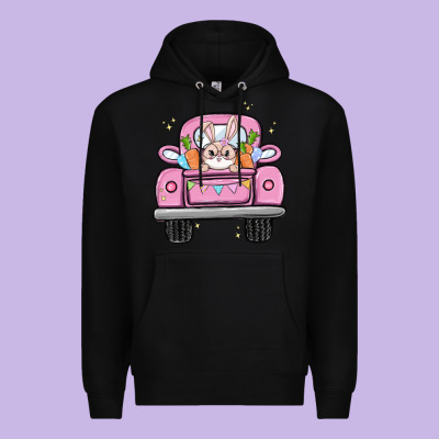 Easter Bunny And Truck Premium Hoodie Designed By Maliassmallbusiness