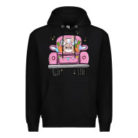 Black easter bunny and truck Premium Hoodie - MaliasSmallBusiness