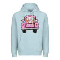 Blue Mist easter bunny and truck Premium Hoodie - MaliasSmallBusiness
