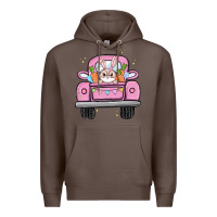 Coffee easter bunny and truck Premium Hoodie - MaliasSmallBusiness