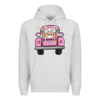 Dove Grey easter bunny and truck Premium Hoodie - MaliasSmallBusiness