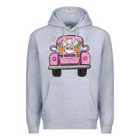 Heather Grey easter bunny and truck Premium Hoodie - MaliasSmallBusiness