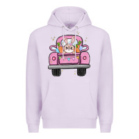 Lilac easter bunny and truck Premium Hoodie - MaliasSmallBusiness