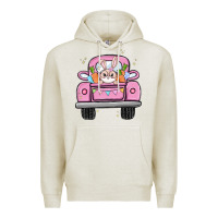 Oatmeal Heather easter bunny and truck Premium Hoodie - MaliasSmallBusiness