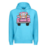 Ocean Blue easter bunny and truck Premium Hoodie - MaliasSmallBusiness