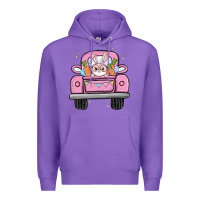 Purple easter bunny and truck Premium Hoodie - MaliasSmallBusiness