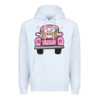 White easter bunny and truck Premium Hoodie - MaliasSmallBusiness