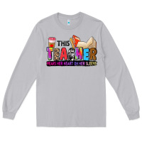 Moon Dust this teacher wears her heart on her sleeve Long Sleeve Tee - Zillion Design Studio