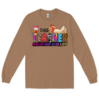 Toasted Coconut this teacher wears her heart on her sleeve Long Sleeve Tee - Zillion Design Studio