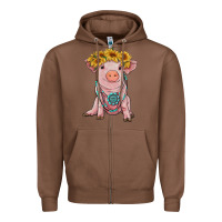 Chestnut sunflower pig with gemstone Zipper Hoodie - RanaPortraitStore