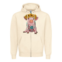 Sandshell sunflower pig with gemstone Zipper Hoodie - RanaPortraitStore