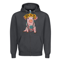 Smoke sunflower pig with gemstone Zipper Hoodie - RanaPortraitStore