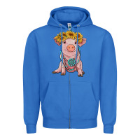 Sunflower Pig With Gemstone Zipper Hoodie | Teevron
