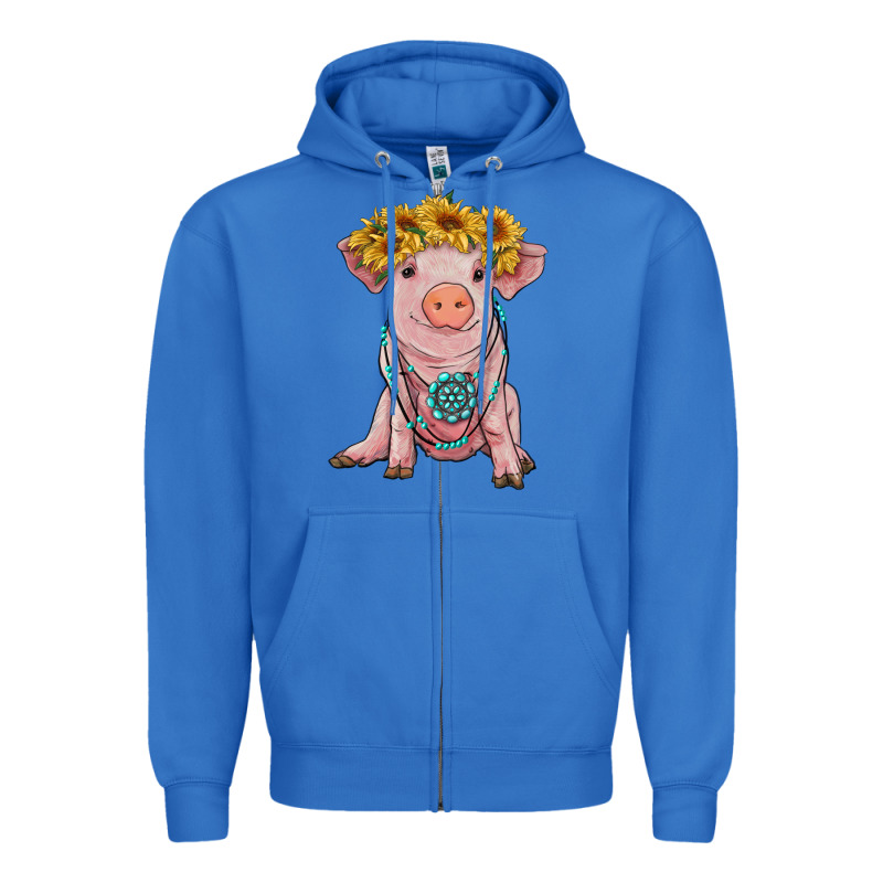 Sunflower Pig With Gemstone Zipper Hoodie by RanaPortraitStore | Teevron