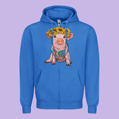 Sunflower Pig With Gemstone Zipper Hoodie Designed By Ranaportraitstore