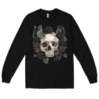Black Floral skull Long Sleeve Tee - RanaPortraitStore